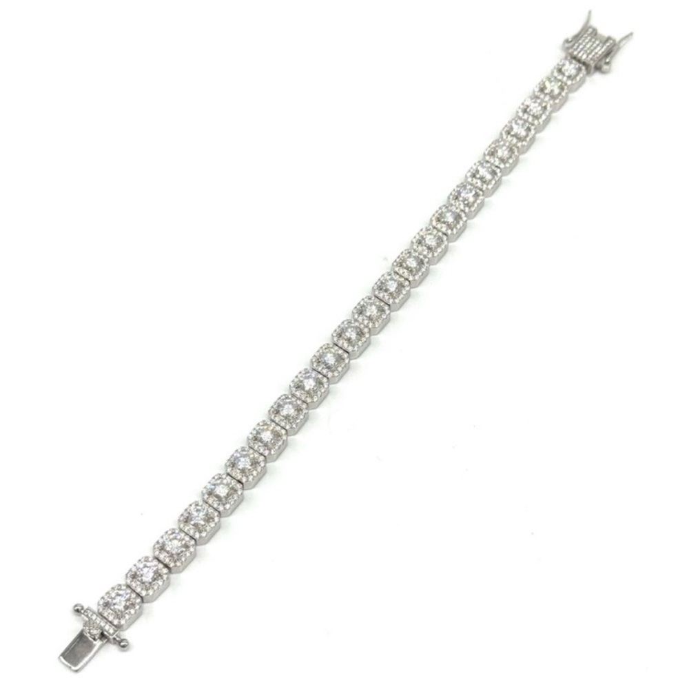 925 Silver, 11.5CTW Ice Cube Moissanite Bracelet - 8.5 - Picture 3 of 8